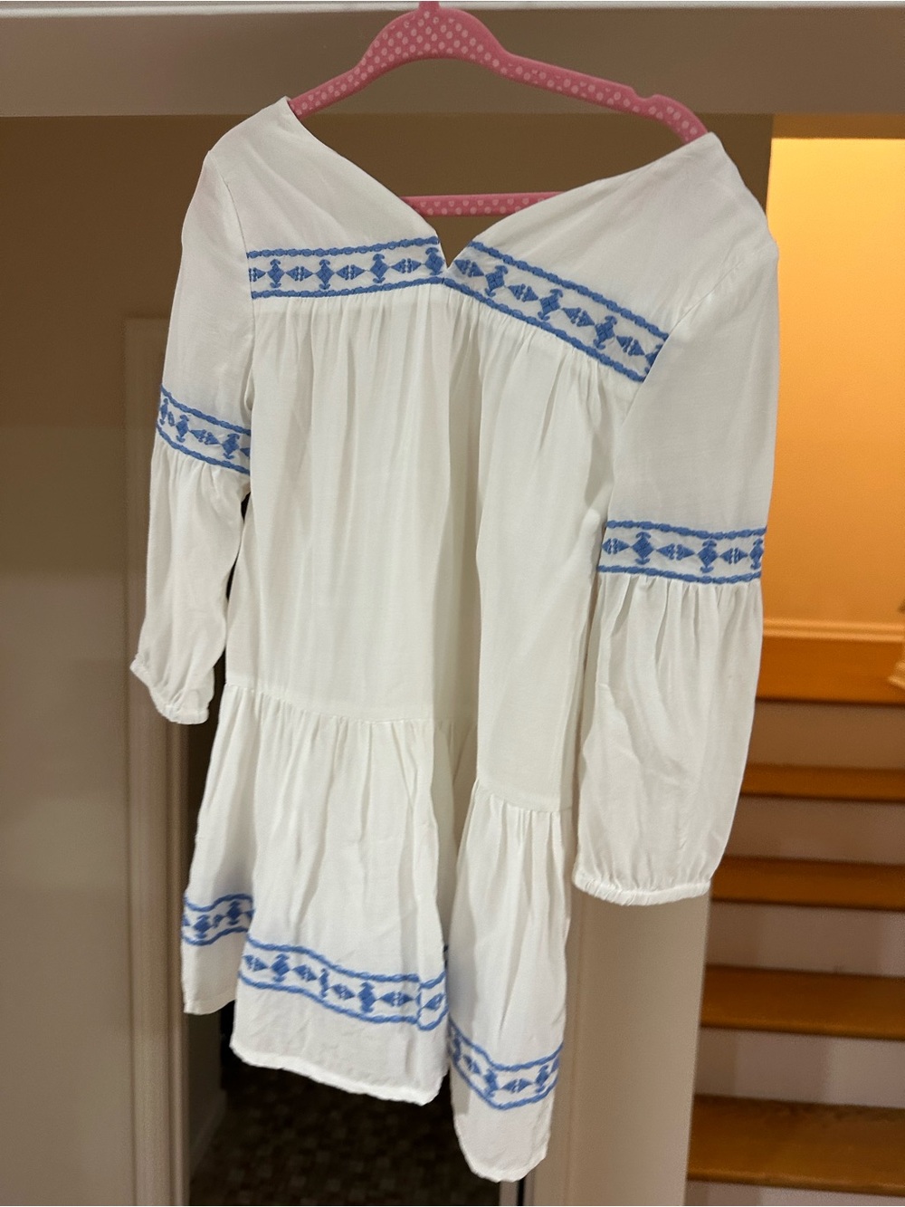 Vineyard Vines Kids Dress - Girls White Tunic with Blue Embroidery